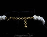 White Filigree Necklace - 60s Cage Style Enamel Beads - Spring & Summer 1960s Secretary Chic - Nice Quality - Garden Party Jewelry by Monet