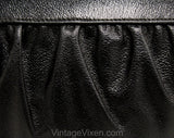 1930s Art Deco Purse - Authentic 30s Black Faux Leather Bag with Carved Amber Plastic Clasp - Rare Depression Era Handbag - As Is - 50239