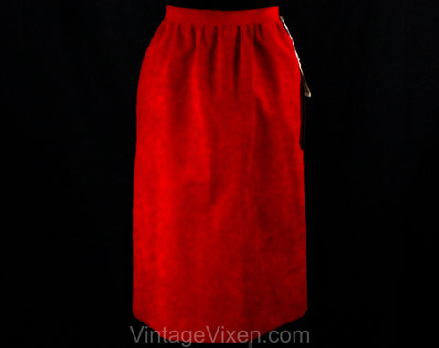 Size 4 Red Skirt - Lilli Ann 1980s Tailored Faux Suede Skirt - Small Ultrasuede 80s Designer Office Wear - NWT Deadstock - Waist 25 - 50123