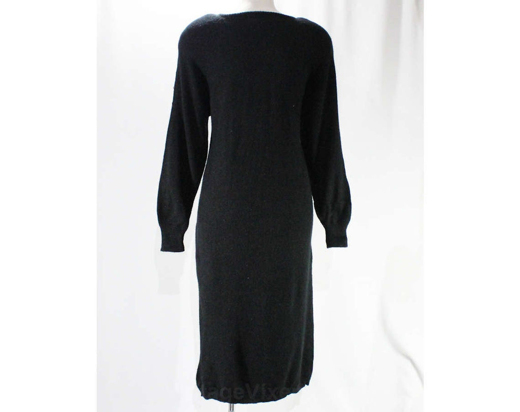 Size 10 Sweater Dress - Medium 80s Black Sparkle Knit with Sequins & B Vintage Vixen Clothing Size 10 Sweater Dress - Medium 80s Black Sparkle Knit with Sequins & B Vintage Vixen Clothing