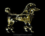50s French Poodle Pin - Elegant Rhinestones & Silver Tone Metal - 1950s Novelty Dog Brooch - Classy Animal Lover Gift Idea - Fancy Puppy