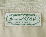 Size 10 Linen Suit - Chic 1960s Natural Neutral Beige Summer Jacket with Skirt - Beautiful Tailoring - 60s Designer Samuel Robert - Bust 36