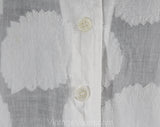 Size 14 Christian Dior Shirt - Fresh White Cotton Flowers Brocade - Paris Designer 1990s Top - Long Sleeved Large Spring Blouse - Bust 40