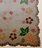 Artisan 1930s Black Net Scarf with Colorful Embroidery - Scarf - Spring - Bohemian - Scallops - 30s Embroidered Flowers - 37984-1