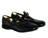 Size 7.5 Toddler Girl Shoes - Black Leather Mary Jane Style - 1950s 60s Young Child T-Strap 7 1/2 D Shoe - Vintage Deadstock in Original Box