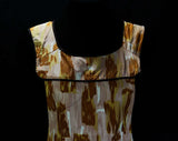1930s Novelty Print Apron - Authentic 30s Housewife Style - Brown Paint Strokes Print - Heart Shaped Pocket - Square Neckline - Waist to 27