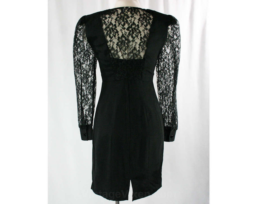 Size 2 Sexy Black Dress - 1990s Fitted Dress & Lace Panel Bolero Jacke Vintage Vixen Clothing Size 2 Sexy Black Dress - 1990s Fitted Dress & Lace Panel Bolero Jacke Vintage Vixen Clothing