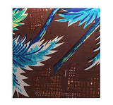 1940s 50s Men's Rayon Aloha Shirt - Chocolate Brown & Cobalt Blue Palms Novelty Print 1950s Hawaiian Style Summer Mens Top - Chest 42