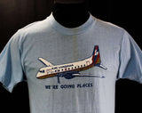 Men's Small Airplane TShirt - Air Virginia Airlines Vintage Tee - Short Sleeved Mens Summer Top - Retro Graphic - Chest 37 - 46406