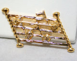 Musical Motif Rhinestone Brooch - Signed Napier Jewelry - Rhinestones - Scroll Style Staff - Novelty Music Pin - Gift for Musician
