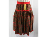 Size 10 Posh Paisley Challis Skirt - 80s Designer Dan DeSantis - 1980s Bohemian Full Skirt - Orange Silk Trim - Top Quality - NWT Deadstock