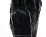 Black Leather Gloves - Size 7 Antique Style Wrist Length Gloves - Pair 1950s Gloves - 50's Classic Ladies Accessories - Stitched Points