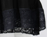 Size 2 1930s Rayon Slip - Black Bias Cut Negligee - 30s 40s Pin-Up Girl Full Slip with Lace Trim - 1940s Boudoir - Cold Rayon - Bust 34.5