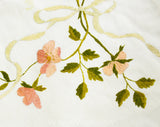 Wild Roses Antique Pillowcase - Pink & Green Society Silk Embroidery Victorian Linen - Round Circle Flowers Pillow Cover - Art Nouveau 1900s