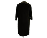 Large 1950s Black Coat - Size 12 to 14 Luxurious Overcoat - 50s Open Front Winter Coat - Beautiful Plush Luxury Soft as Cashmere - Bust 42