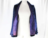 Size 6 Navy Panne Velvet 1960s Jacket - Gorgeous 60s Rock Star Blazer - Open Front - Sumptuous From Seventh Avenue Showroom NYC - Bust 34