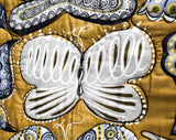 California King 1960s Bedspread Quilted Comforter - Mid Century Butterfly Novelty Print - Mocha Brown Gray Taupe White - 116 x 119 Inches