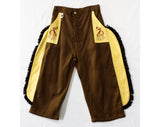 Child Size 10 1940s Cowboy Pants - Boys 40s 50s Western Trousers with Fringe Chap Panels - Rodeo Horse Wrangler Dress-Up Play - Waist 25-29