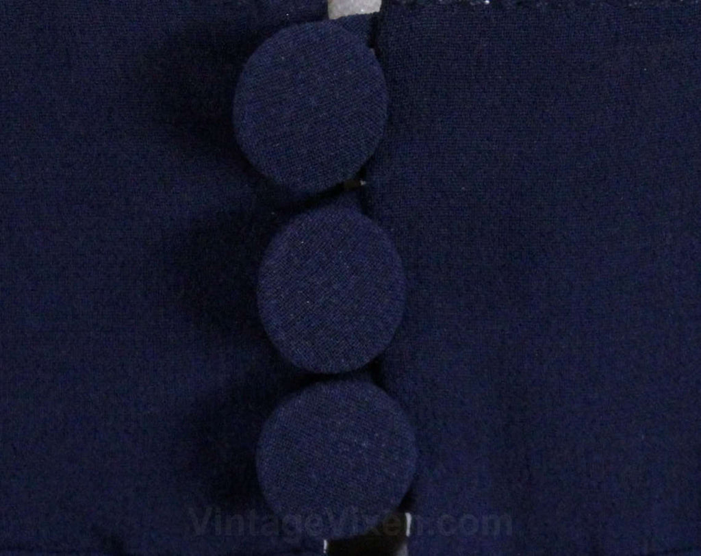 Size 6 Karl Lagerfeld Dress - Designer 1980s Navy Blue & White Silk Sh Vintage Vixen Clothing Size 6 Karl Lagerfeld Dress - Designer 1980s Navy Blue & White Silk Sh Vintage Vixen Clothing