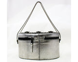 1960s Silver Box Purse, Size 5 1/2 Gladiator Shoes, and Belt Set - Metallic Leather with Rhinestones, Cord & Studs - 60s Sandals by Sbicca