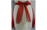 1950s Red Holiday Apron with Jingle Bell Music Notes - Christmas Colors - Half Apron - Lace Up Look Waist - Novelty - Red & Green - 30244-1