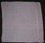 1950s Powder Pink Silk Scarf with Pearl & Rhinestone Detail - Sheer 50s Scarf - Accessories - Made In Japan - Hand-Rolled Hem - 32877-1