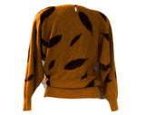 Medium Tropical Bird Sweater - Amazing 1980s Art To Wear Pullover - Caramel Brown Super Soft Angora Knit - Oversize Autumn Top - Bust to 42