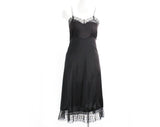 Size 2 Black Full Slip - 1940s 1950s Lingerie - Nylon Tricot & Fine Chantilly Style Lace - Classic 50s Blanche Label - Bust 31.5 - 50695
