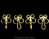 Asian Style Frog Closures Scatter Pin Set - 1950s 60s Functional Metal Hook and Eye Pairs - 4 Piece Gold Brooches - Unique Garment Closures