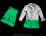 Girls Size 8 Flapper Style Dress - Mod 1960s Child's Lime Green Spring Shift with Matching Vest - 60s Mini Go-Go Girl - 1920s Look Deadstock