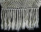 Cute Hippie Purse with Shoulder Strap & Fringe - 70's Irish Crochet Bag - Bohemian Summer Soft Sided Cotton Handbag - 1970s Boho - 43619