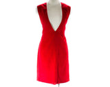 Size 6 Red Dress - 60s Sleeveless Jumper Style Sheath - Meant To Wear Over Shirt or Turtleneck - 1960s Scarlet Velveteen - Bust 35.5 - 50718