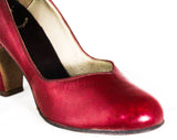 Size 4.5 1940s High Heel Shoes - Unworn Ruby Red WWII Era Pumps with Round Toe - Sexy Pin Up Girl's 40s 50s Deadstock - 4 1/2 and 5 Mismatch
