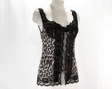 Small Leopard Print Camisole - Size 4 Negligee 60s Seductive Boudoir Chic - Sexy Animal Print - Gaymode Penneys Label - Bust 34.5 - 50078
