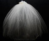 Sweet 1960s Bridal Veil in Lace Petals & Tulle - Wedding Wear - Bouffant Hat - Three Layers - Bride's Veil - Formal - Accessories - 34165-1