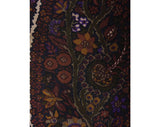 Liberty of London Silk Scarf - Brown Paisley Neck Scarf - Made in England - 1960s Paisleys Border Print - Umber Black Purple - Rectangular