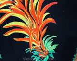 Small Cactus Novelty Print Outfit - Sexy Slinky Black Knit Cocoon Tunic & Matching Leggings - 1980s Pant Set Made in France - Hip 34 to 36