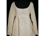 Size 2 Wedding Gown - Austere 1960s Empire Gown with Pearl Clusters & Elegant Train - Romantic 60s XS Petite Dress - Bust 32 - 32777-1