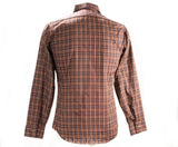 Men's Retro Western Shirt - 1970s 80s Cowboy Shirt - Wrangler Brown Plaid Cotton Mens Shirt - 70s Deadstock with Tag - Chest 39 - 50031