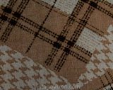 Size 12 Patchwork Print Shirt - 1970s Houndstooth Rayon Long Sleeve Blouse - Brown & Beige Novelty Print Top - NWT Deadstock - Bust 39.5