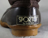 Size 6 Preppy Boots - Brown 60s Quilted Nylon with Rubber Soles & Faux Fur Lining - Chocolate 1960s Sporto Brand Shoes - NOS Deadstock