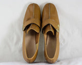 Size 7.5 N Shoes - 1960s Caramel Tan Pumps - Never Worn - Beautiful Brown Leather with 60s Metal Tab - 7 1/2 Narrow - Deadstock - 46988-1