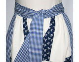 Medium Size Hippie Skirt - Prairie 1970s Navy Print Quilter's Skirt - Size 10 to 12 - Blue and White Cotton - Unworn - Midge Grant - 32672-1