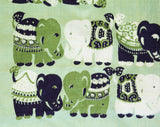 Exquisite Thai Silk Scarf - Luminous Green & Black Elephants Novelty Print - Large Square Wrap - 1950s 1960s Lime Pistachio Chartreuse