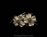Napier Dogwood Brooch & Earrings - Gold Vermeil and Sterling - Beautiful 50s 60s Demi Parure - State Flower Virginia North Carolina - 50584