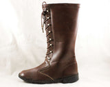 Girls Brown Boots - Child Size 3 - 1950s 60s Equestrian Look - Faux Lace Up - Girl's Street Shoes with Riding Boot Style - NOS Deadstock