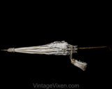 Antique Umbrella - 1890s 1900s Victorian Edwardian Parasol - Neutral Linen Lace & Burled Wood - Beautiful and Authentic Gibson Girl Style