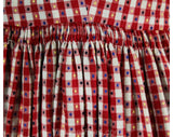 XS 1950s Dress - Red & White Cotton German Dirndl - Adorable 50s Corset Style Oktoberfest Frock - Bustle Back - Shell Buttons - Waist 24