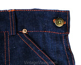 Size 000 1950s Denim Capri Pants - XXXS Authentic 50s Classic Pedal Pushers - Dark Blue Indigo Cotton - Pin Up Girl NWT Deadstock - Waist 24