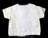Cute 60s Blue Apple Shirt & Gingham Overall - Size 24 Months Toddlers Play Summer Outfit - Gender Neutral 1960s Deadstock - Childrens 2-Pc